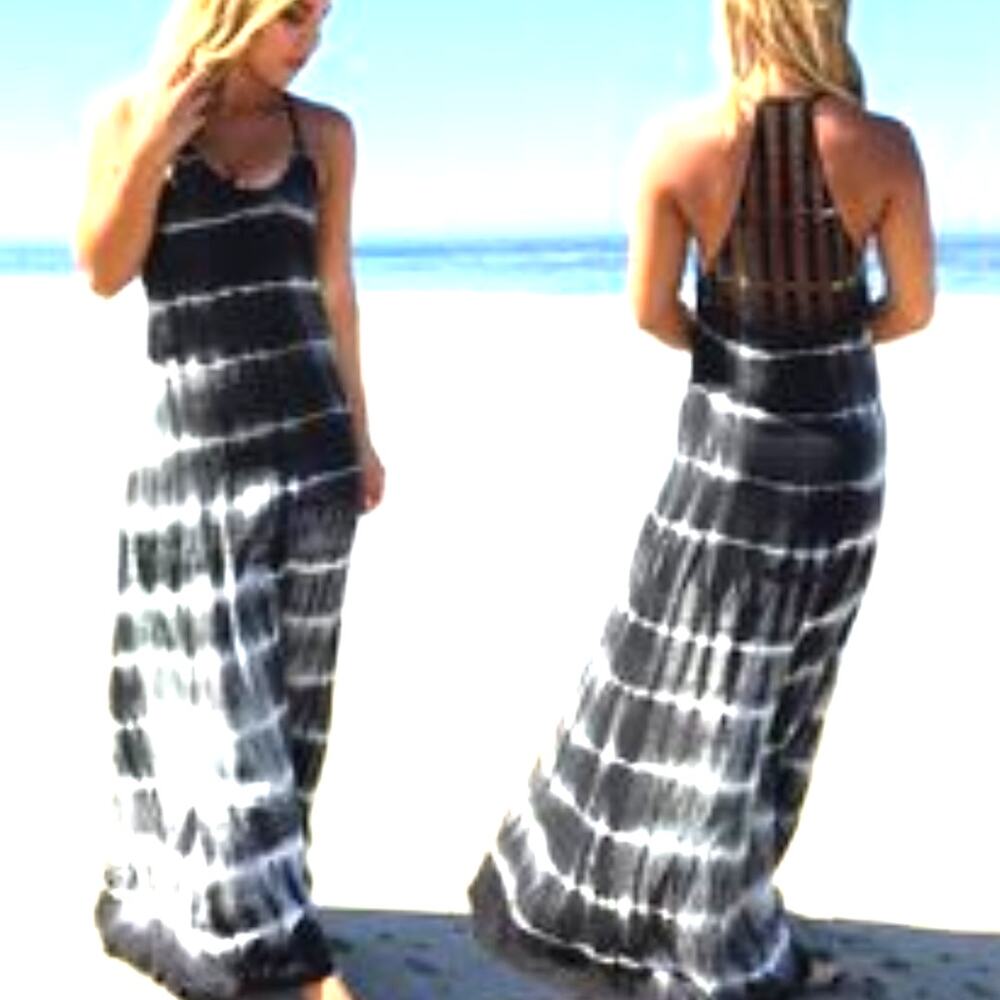 Dainty Hooligan Black and White Tie-Dye Maxi Dress